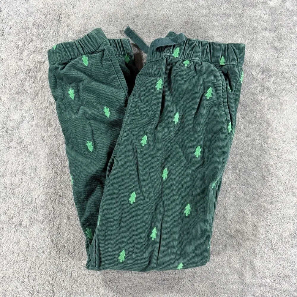 Hanna Andersson Corduroy Jogger Pants‎ Mini Forest Tree Print Green UK 130 US 8